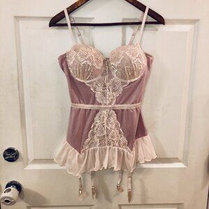 SOPHIE B Lingerie Babydoll Lace Underwire Garter Boudoir Coquette